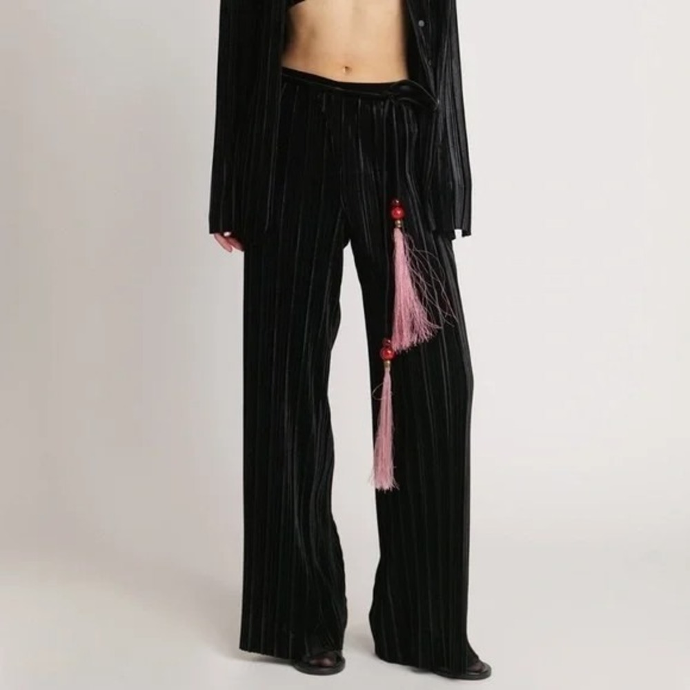 Sabina Musayev x Madewell‎ Lotem Wide Leg Pleated Cocktail Pants Black S NWT B23